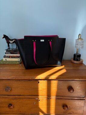 kate spade Black Tote with Pink Trim